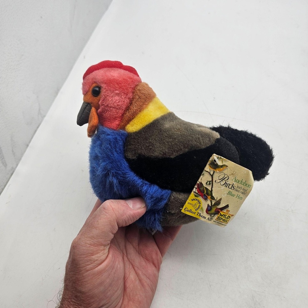 Wild Republic Audubon Blue Hen Bird Plush Stuffed Toy 6" Multicolor Talking